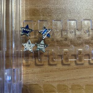 Sparkling Star Kids Earrings - Blue and Silver
